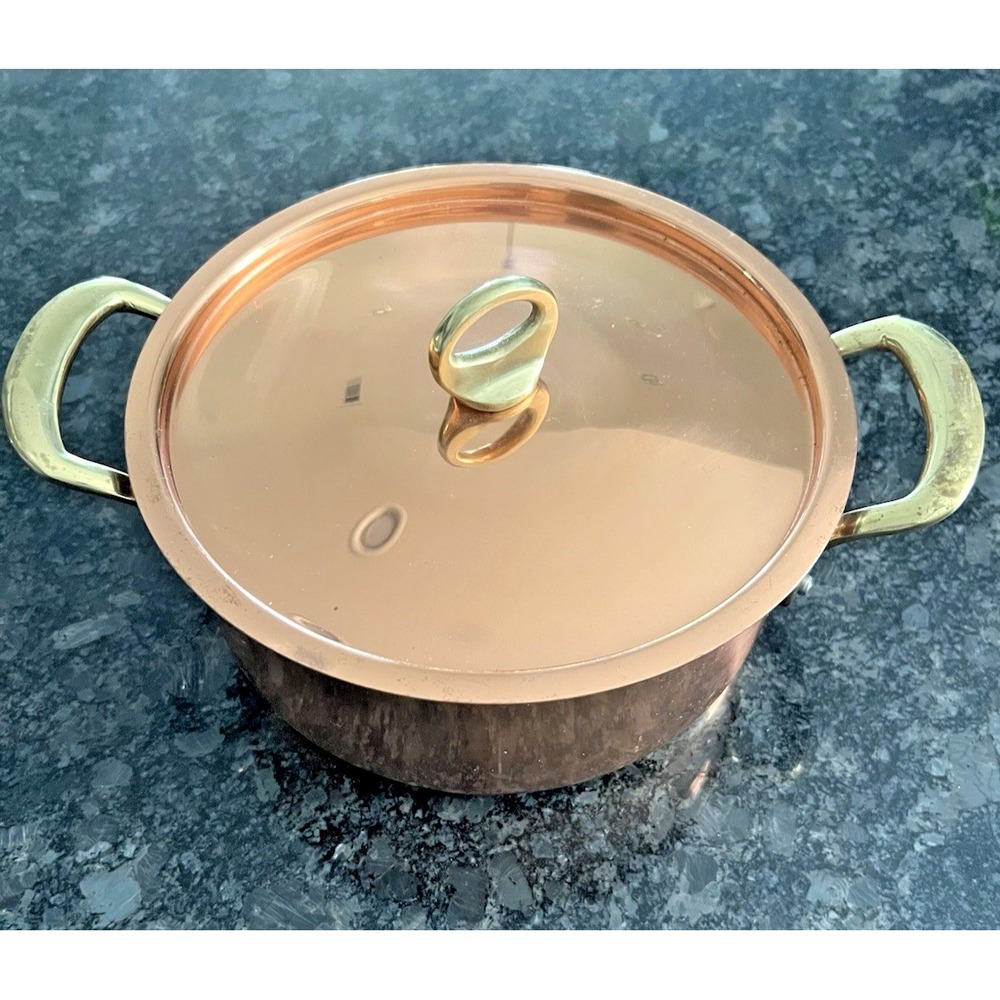 Triple- Ply Copper Pot With Lid 4 Qts. Stainless Interior Made In Korea